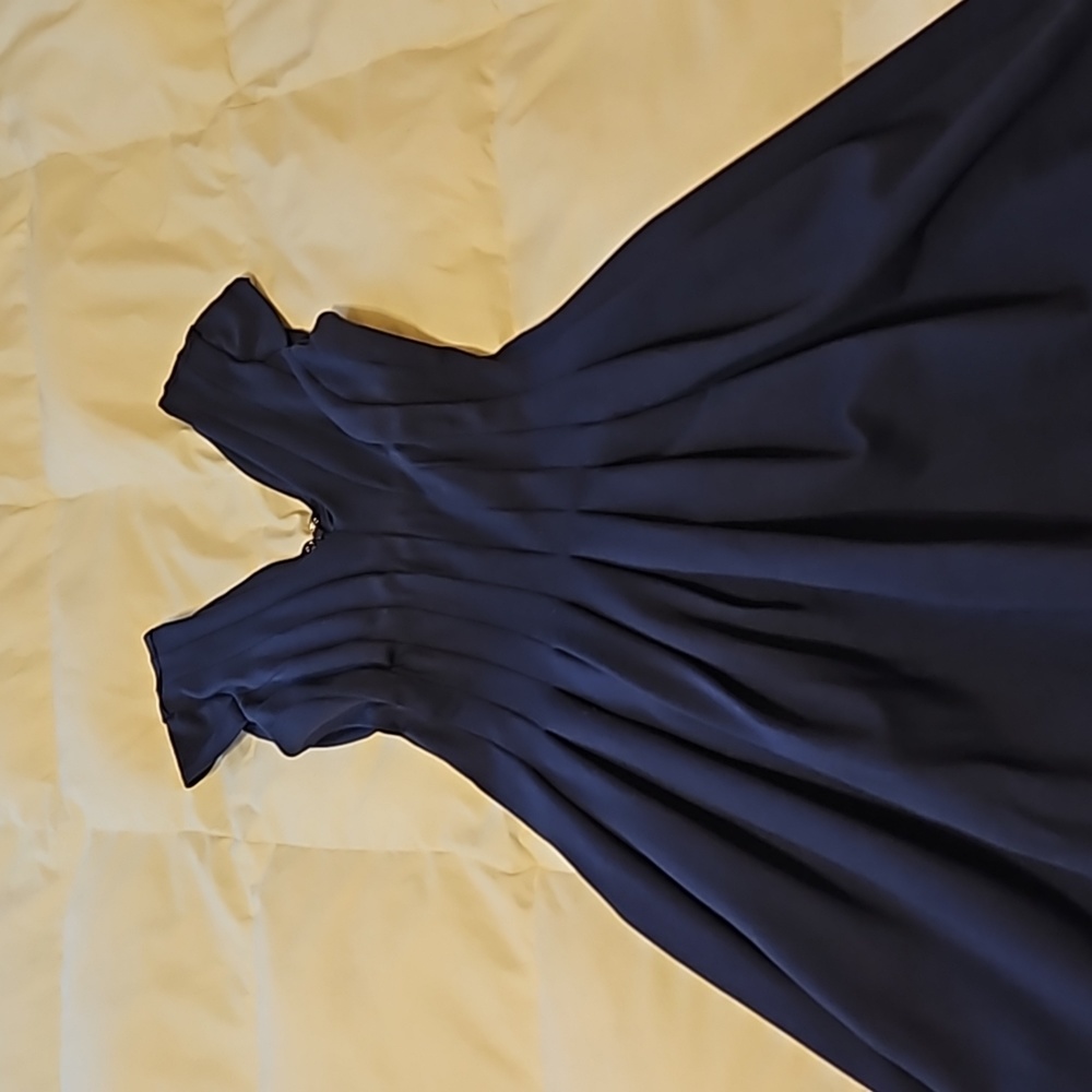 White house black market navy blue fit & flare cap sleeve dress